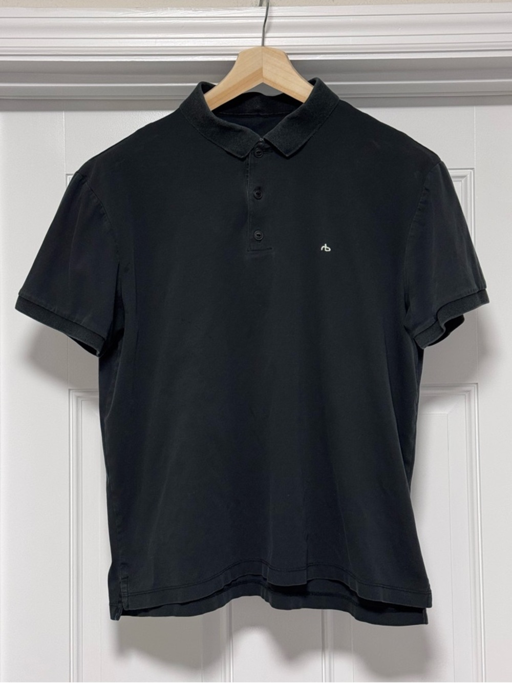 Rag & Bone New York Men’s Interlock Cotton Polo Shirt in Black | XL
